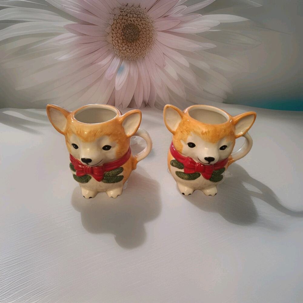 CORGI Dog Pet Stoneware Mug Anthropologie Coffee Cup Holiday